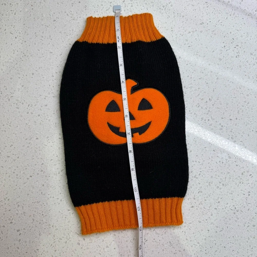 Halloween Dog Sweater with Pumpkin Design - Small
